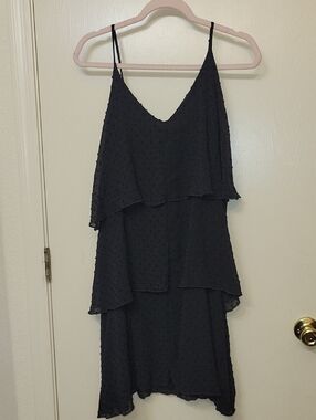 Layered Black Spaghetti-Strap Mini Dress